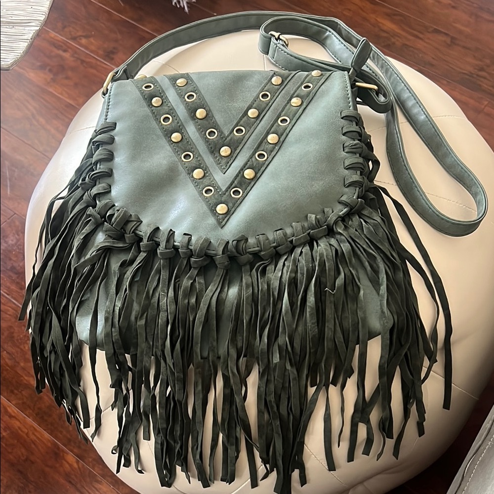 Fringed Leather Crossbody Bag